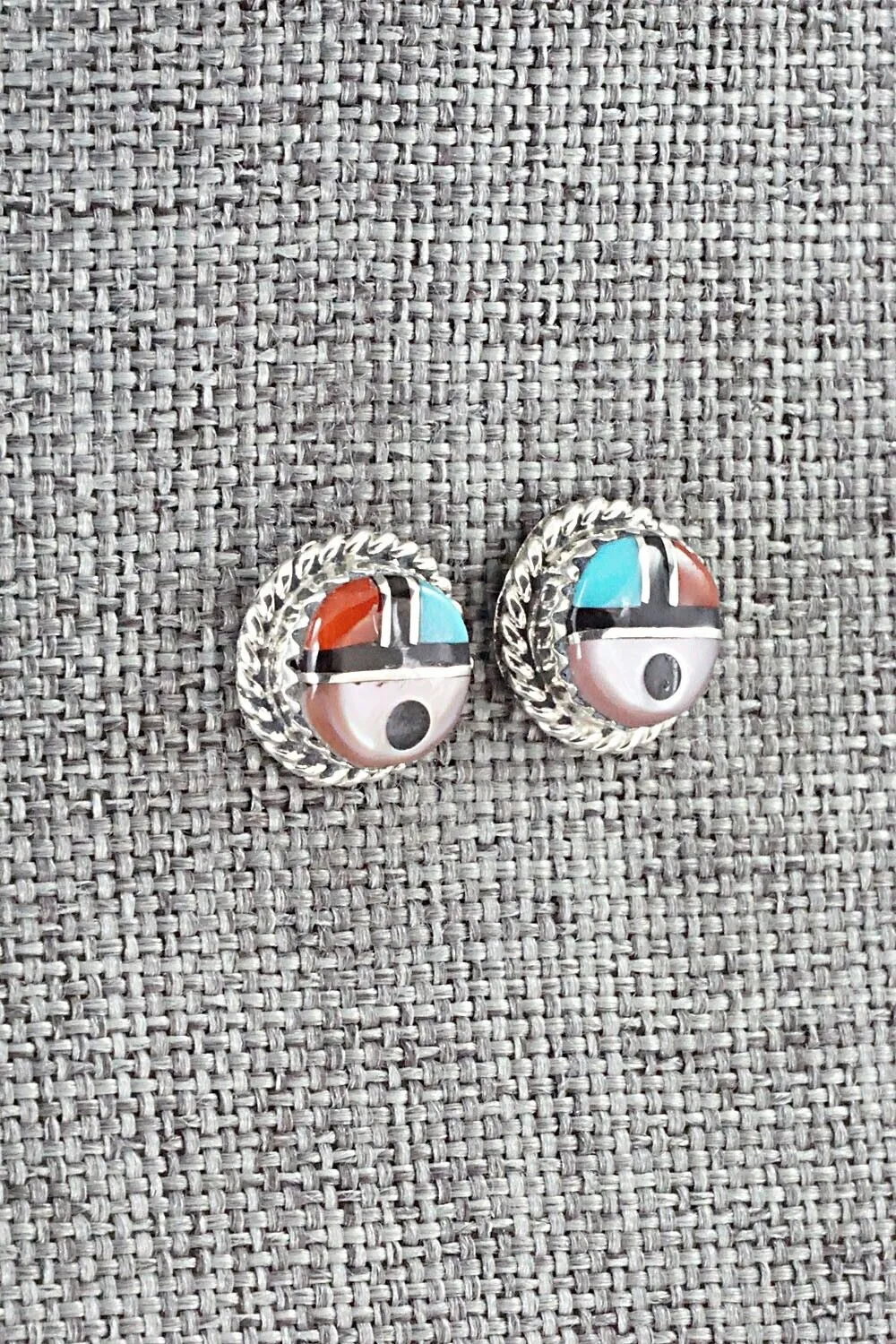 Multi Stone Inlay & Sterling Silver Earrings - Elvira Kiyite