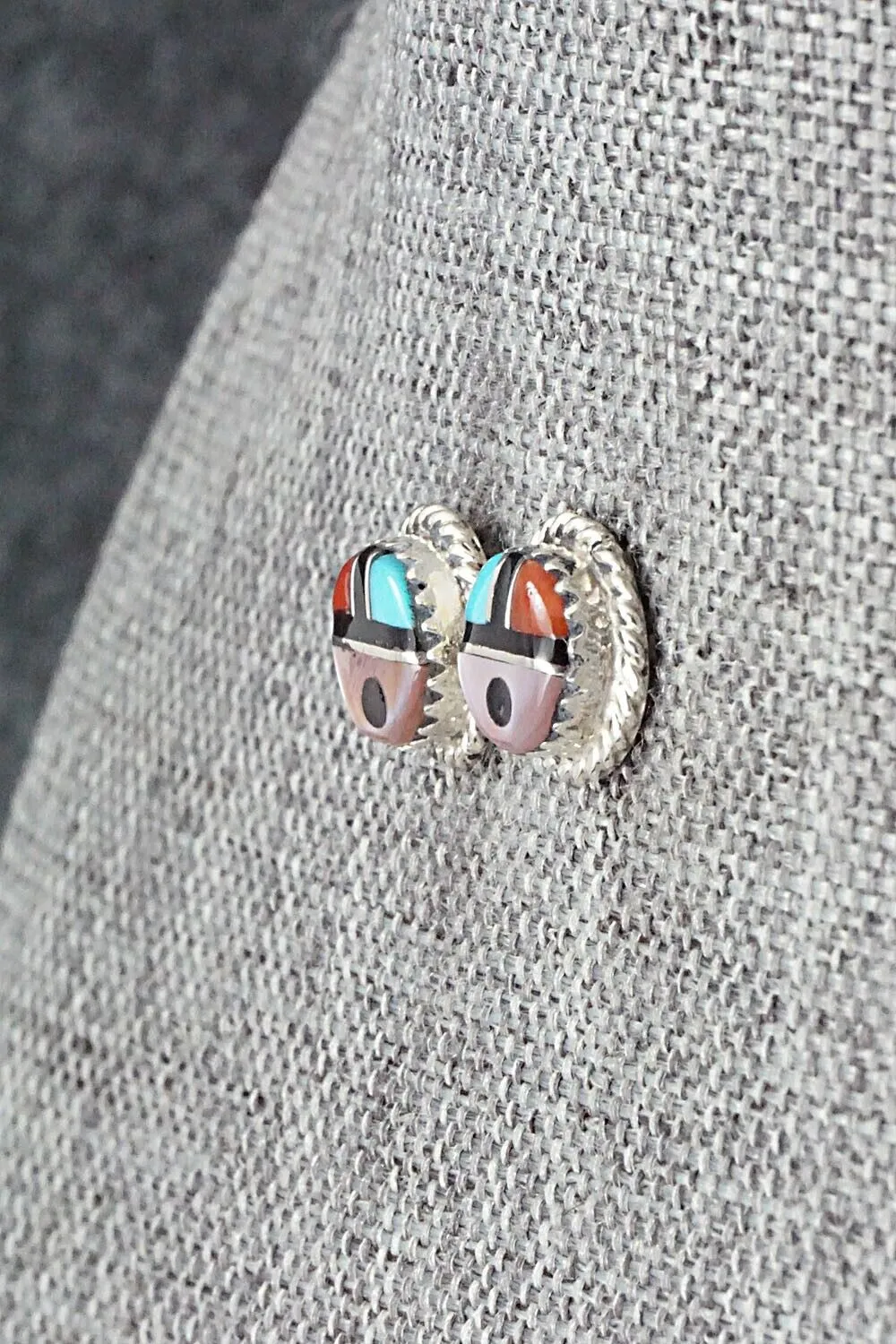 Multi Stone Inlay & Sterling Silver Earrings - Elvira Kiyite