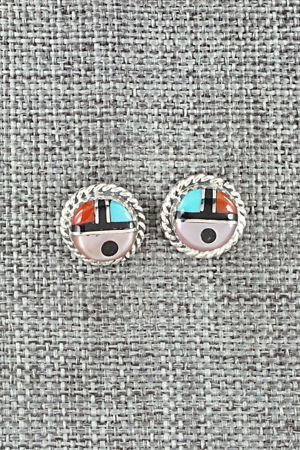 Multi Stone Inlay & Sterling Silver Earrings - Elvira Kiyite