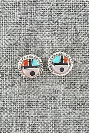 Multi Stone Inlay & Sterling Silver Earrings - Elvira Kiyite
