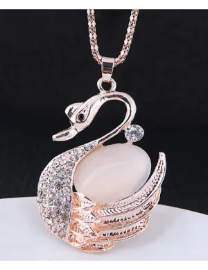 N1953 Rose Gold Moonstone Swan Necklace with FREE EARRINGS
