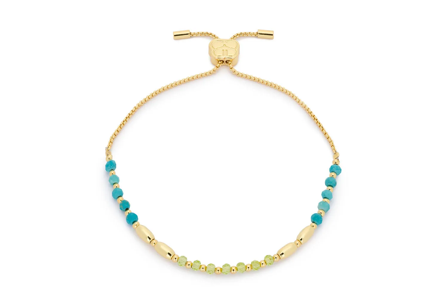 Nassau Peridot and Turquoise Gold Stacking Bracelet