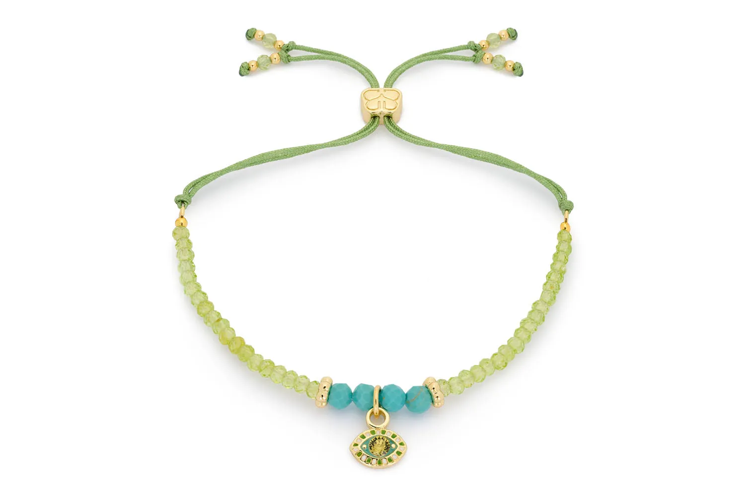 Nassau Peridot and Turquoise Gold Stacking Bracelet