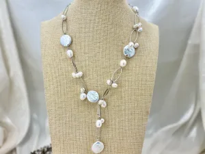 Natural cultured coin pearl necklace
