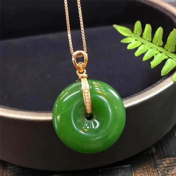 Natural Jade Pendant Nephrite Gold Pendant PT365