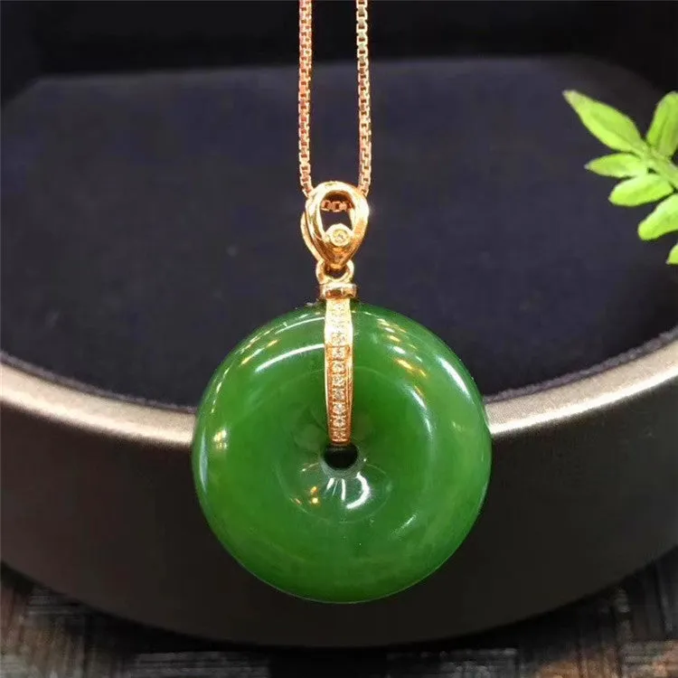 Natural Jade Pendant Nephrite Gold Pendant PT365