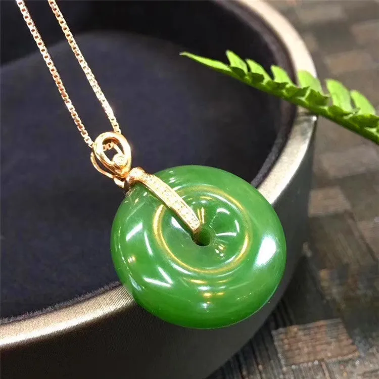 Natural Jade Pendant Nephrite Gold Pendant PT365