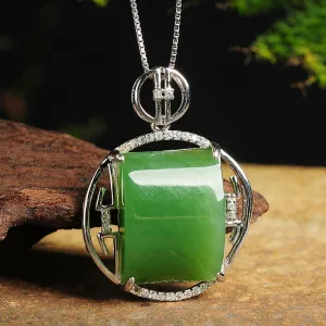 Natural Jade Pendant Nephrite Silver Pendant PT166