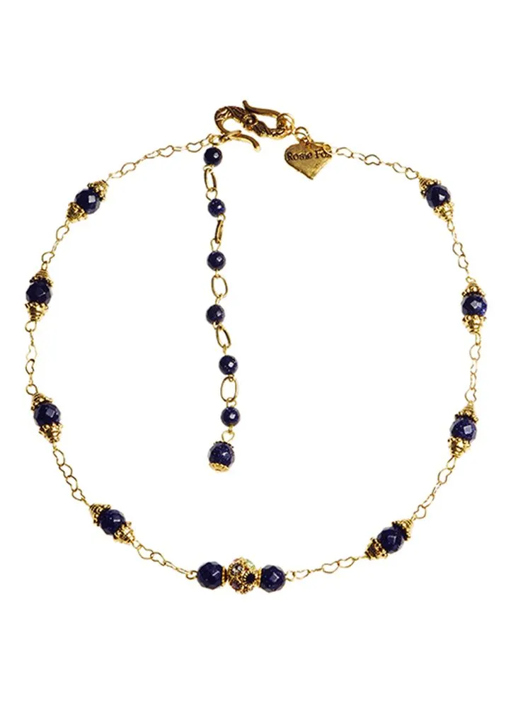 Navy Star Stone Gemstone Chain Necklace by Rosie Fox