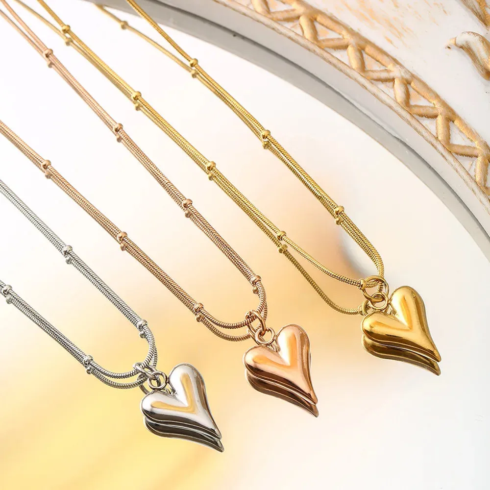 New Arrival Trendy Heart Pendant Necklace Women Jewelry Gift Stainless Steel Necklace Valentine Gift