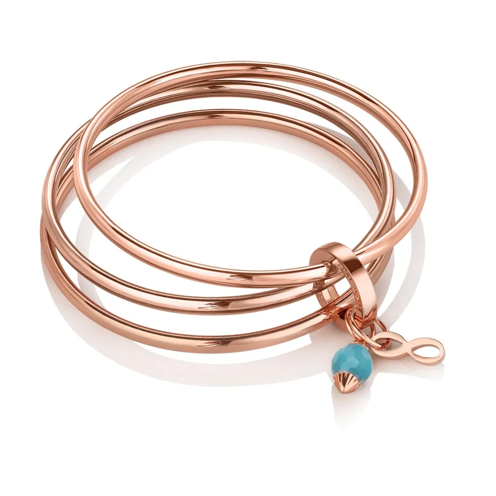 Newbridge Triple Birthstone Rose Gold Bangle