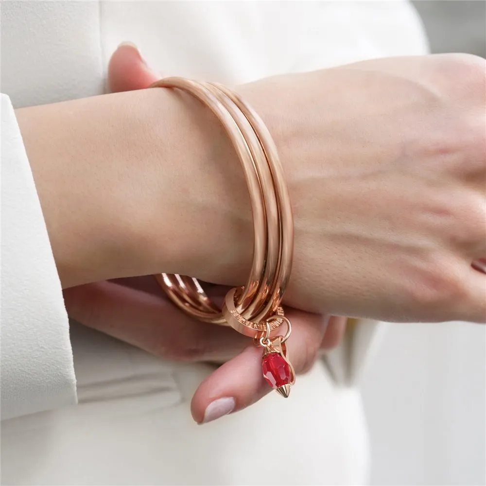 Newbridge Triple Birthstone Rose Gold Bangle