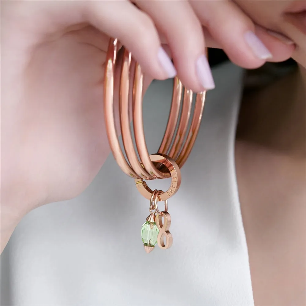 Newbridge Triple Birthstone Rose Gold Bangle