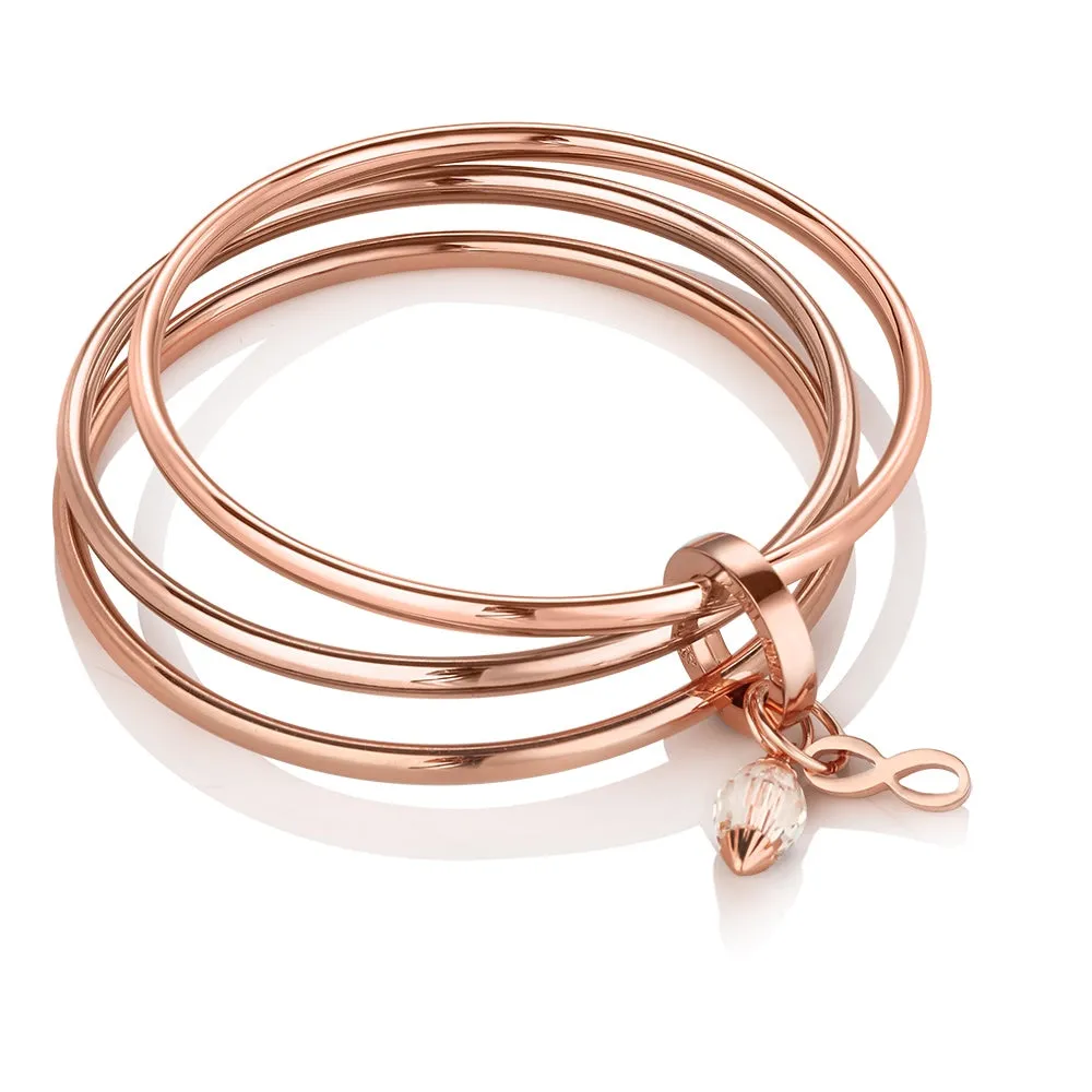 Newbridge Triple Birthstone Rose Gold Bangle