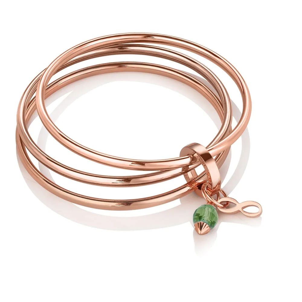 Newbridge Triple Birthstone Rose Gold Bangle