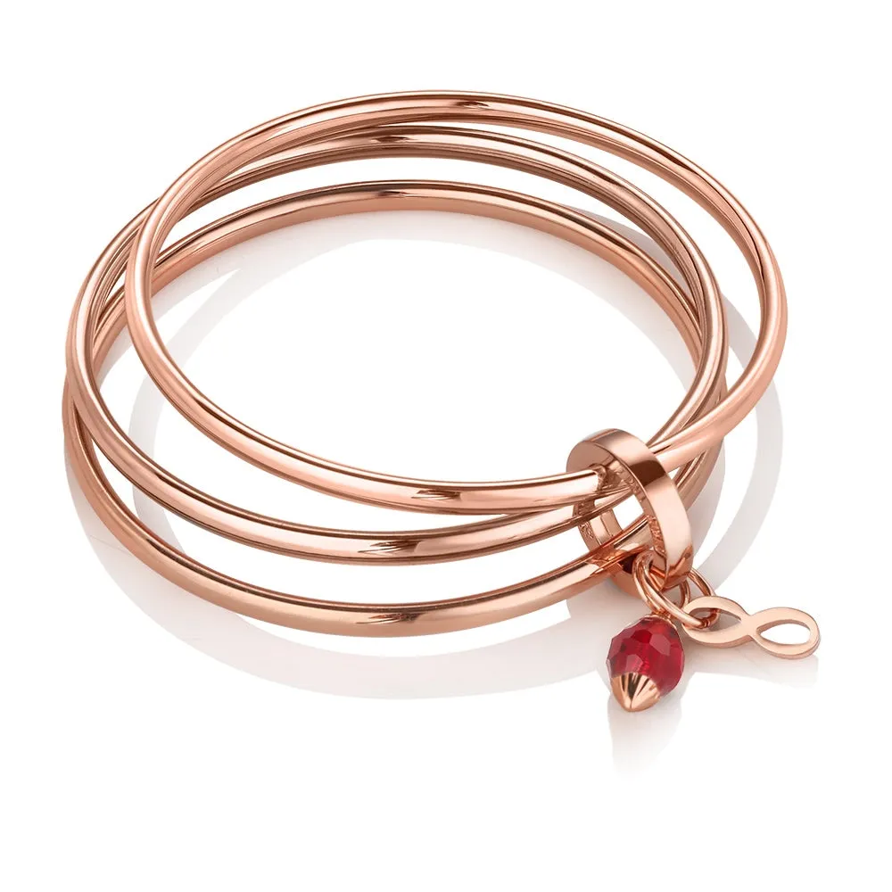 Newbridge Triple Birthstone Rose Gold Bangle