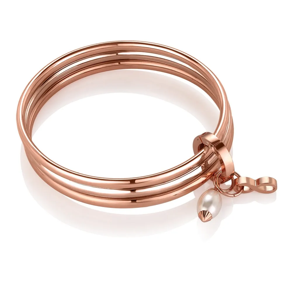 Newbridge Triple Birthstone Rose Gold Bangle
