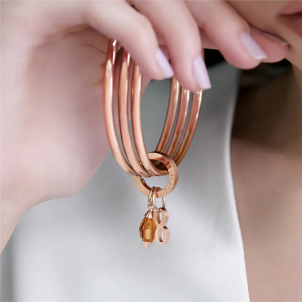 Newbridge Triple Birthstone Rose Gold Bangle