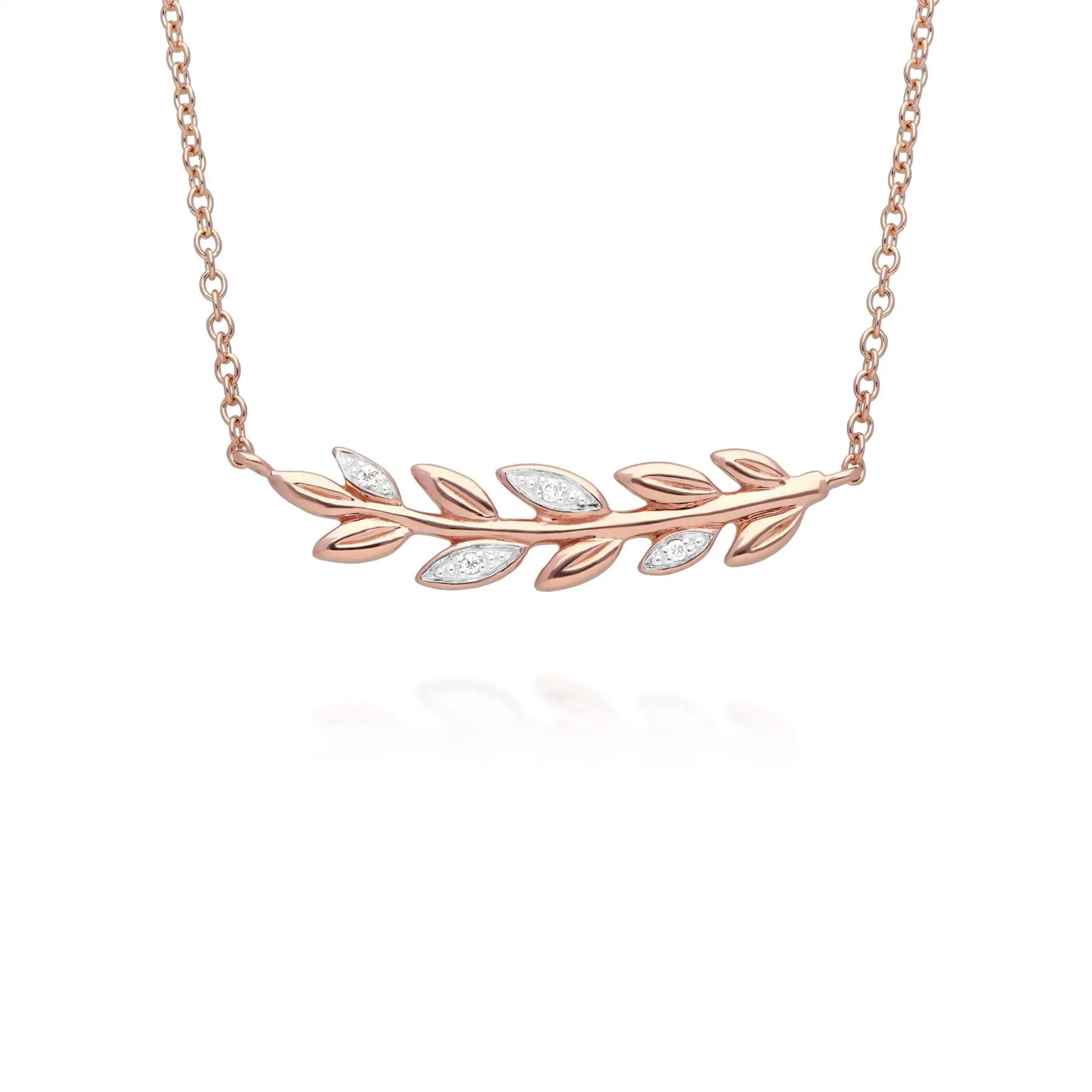 O Leaf Diamant Halskette in 9ct Rose Gold