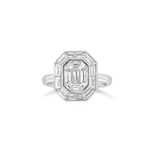 Octagonal Shaped Diamond Engagement Ring