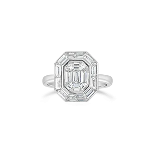 Octagonal Shaped Diamond Engagement Ring