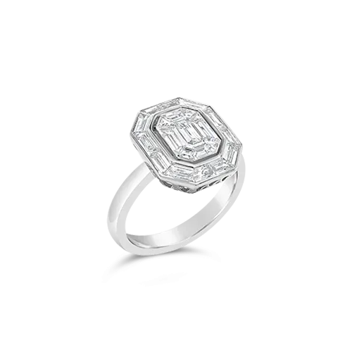 Octagonal Shaped Diamond Engagement Ring