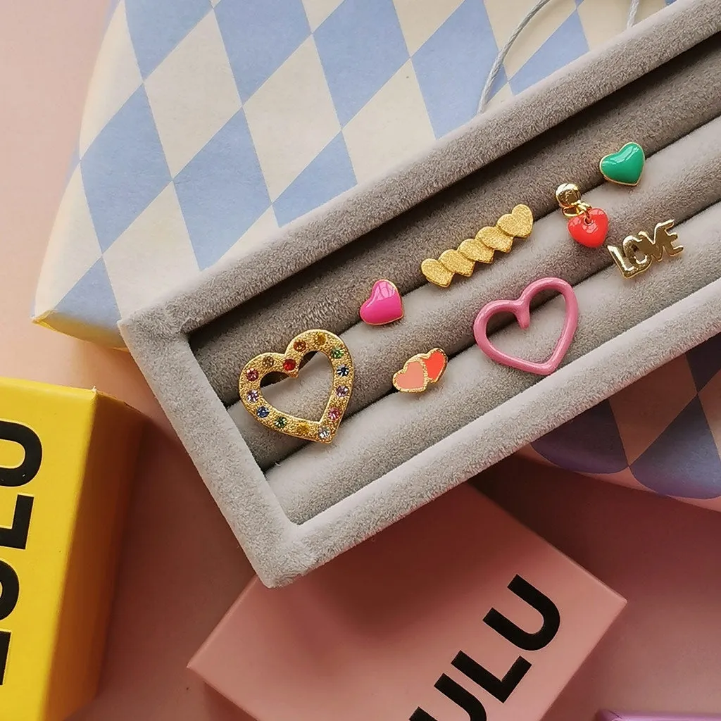 OMG Heart earring 1 gold plated - Orange/Coral