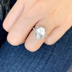 One of a Kind Oval White Topaz Ring