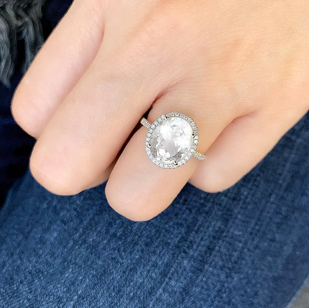 One of a Kind Oval White Topaz Ring
