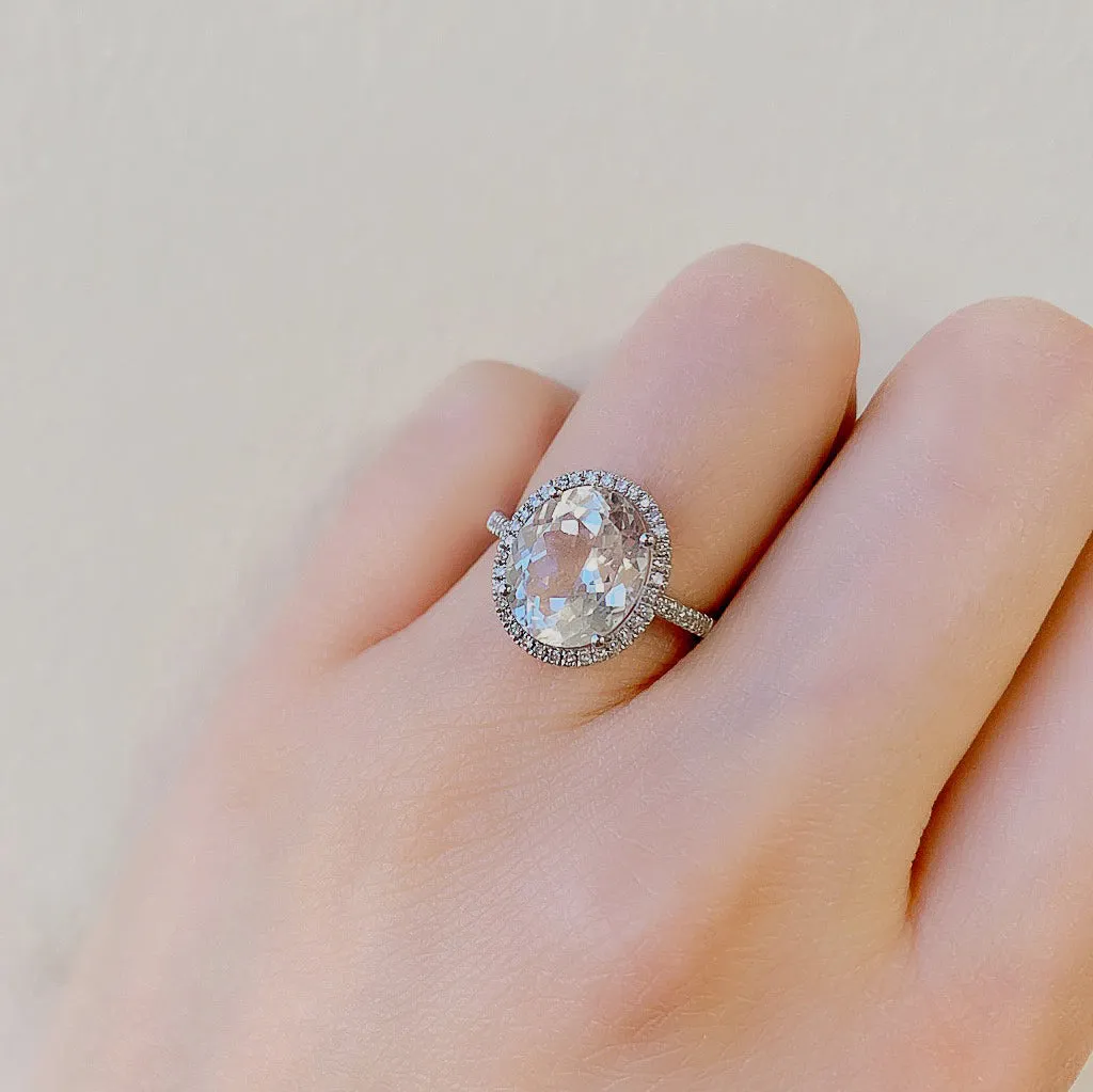 One of a Kind Oval White Topaz Ring