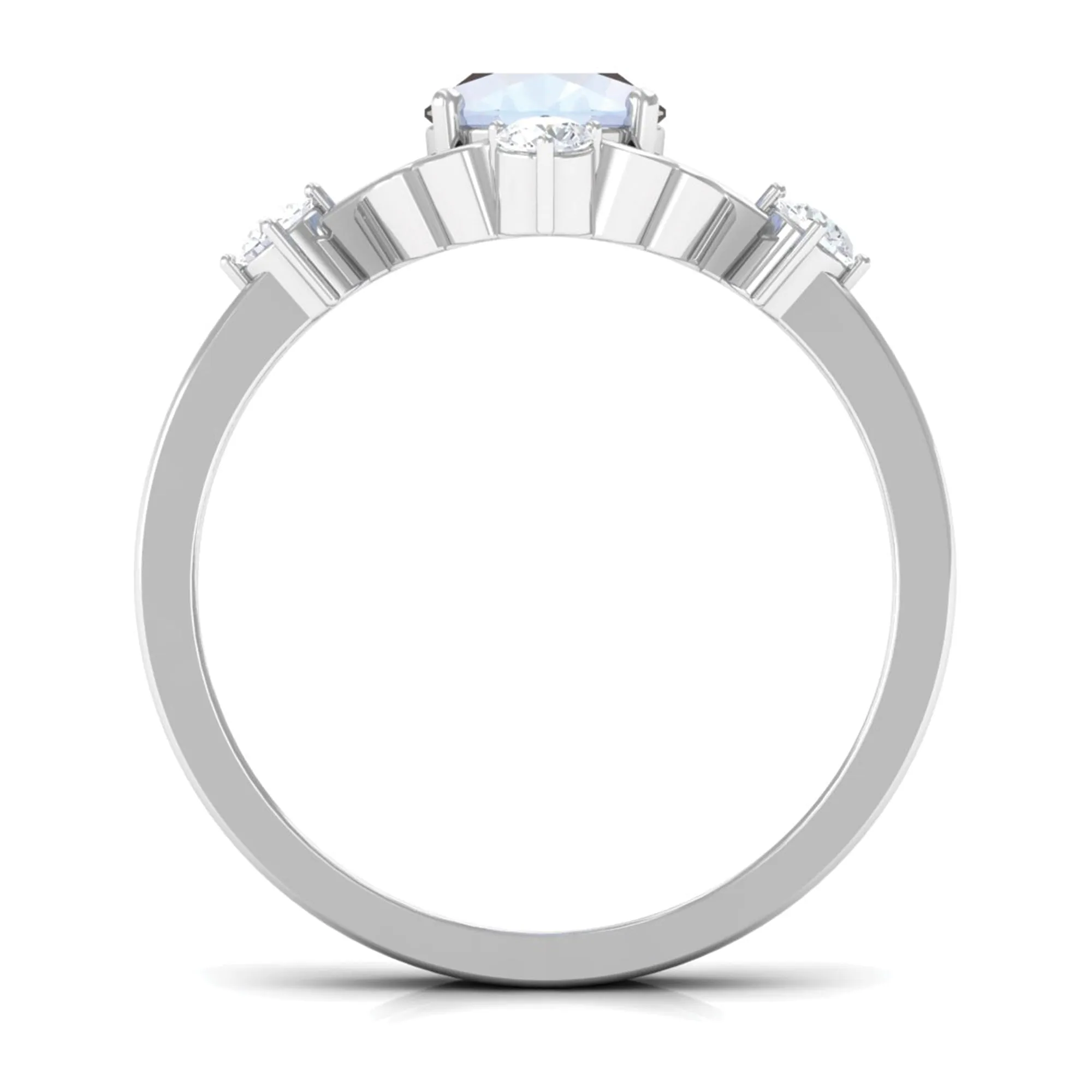 Oval Moonstone Cocktail Ring with Diamond