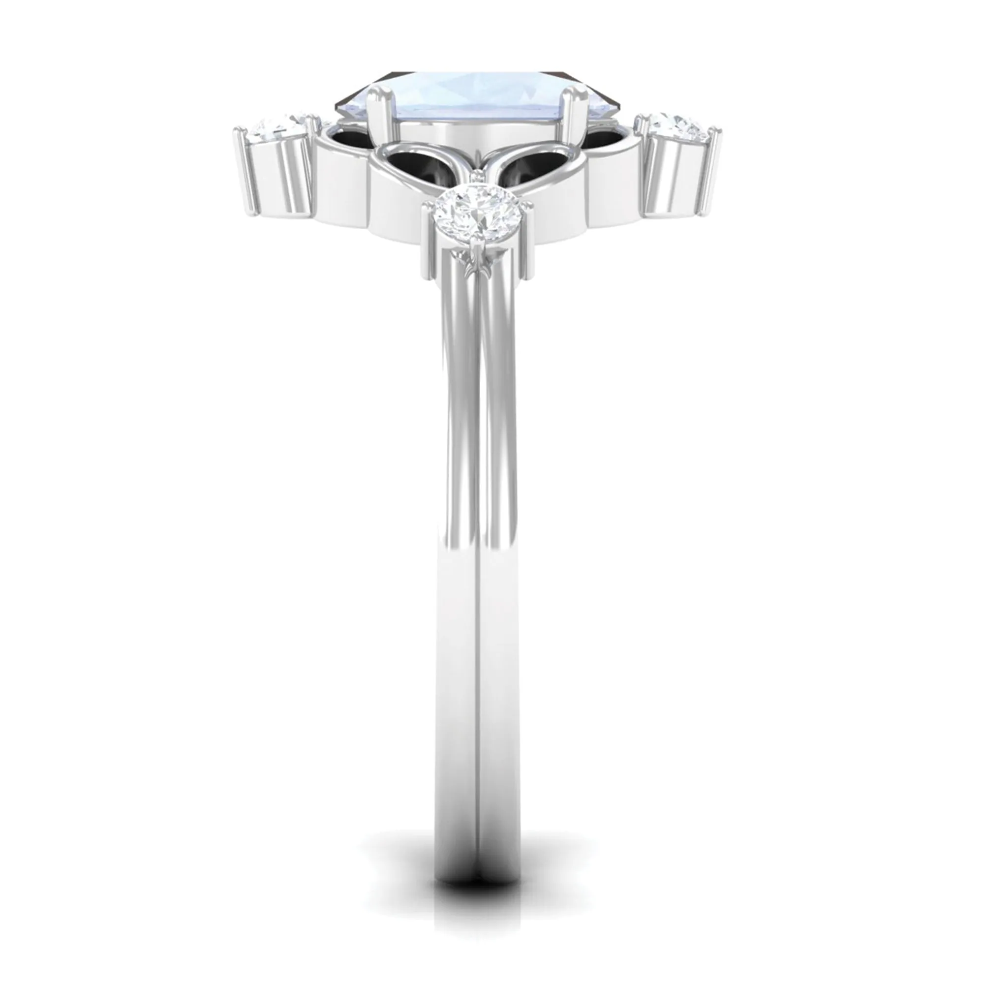 Oval Moonstone Cocktail Ring with Diamond
