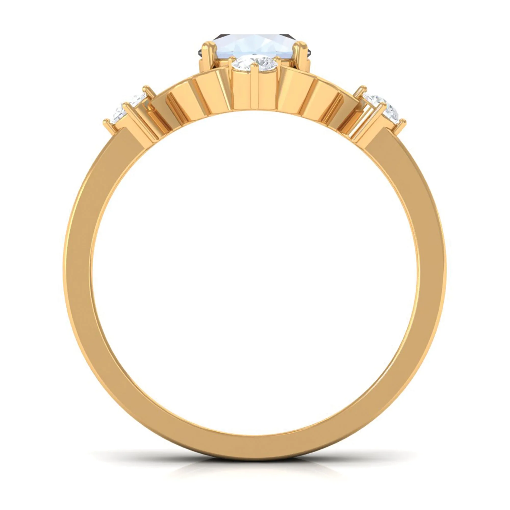 Oval Moonstone Cocktail Ring with Diamond