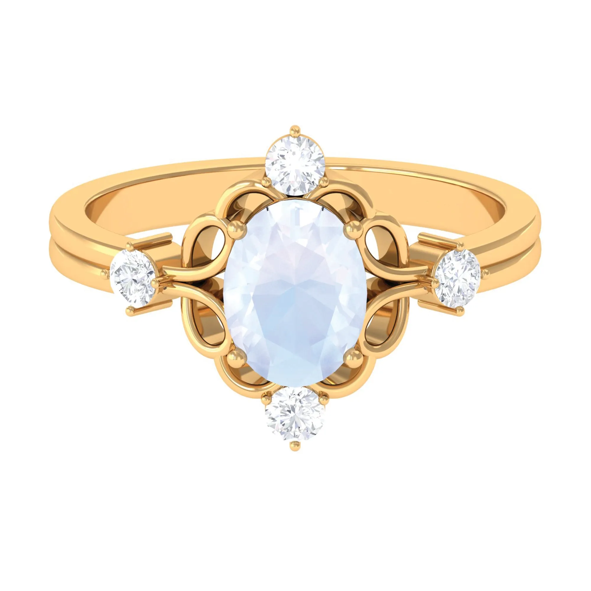 Oval Moonstone Cocktail Ring with Diamond