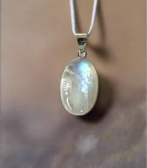 Oval Moonstone Pendant Set In Sterling Silver