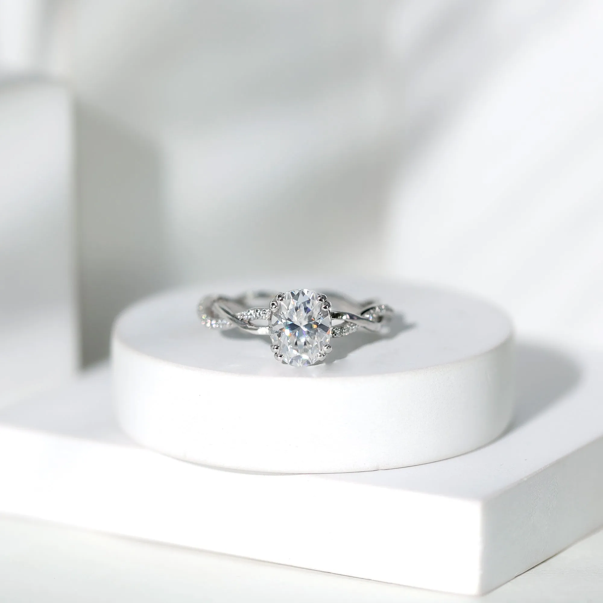 Oval Shaped Moissanite Braided Engagement Ring