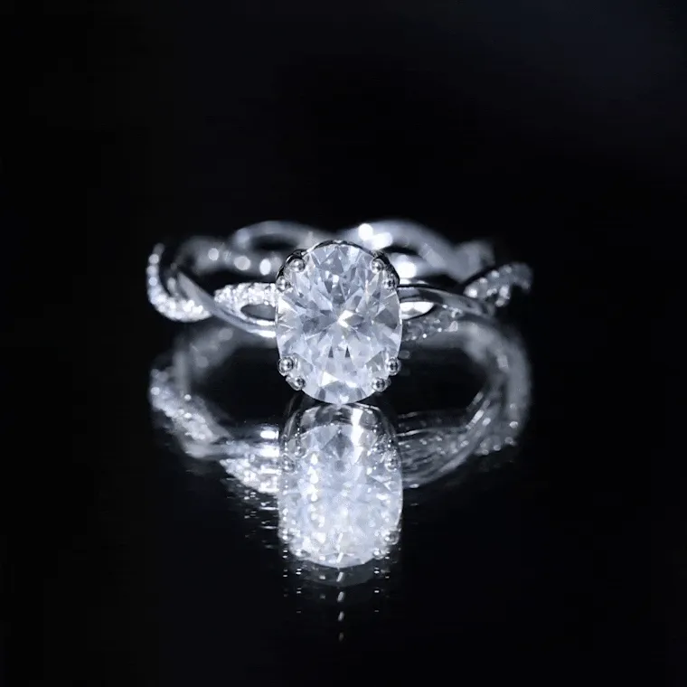 Oval Shaped Moissanite Braided Engagement Ring