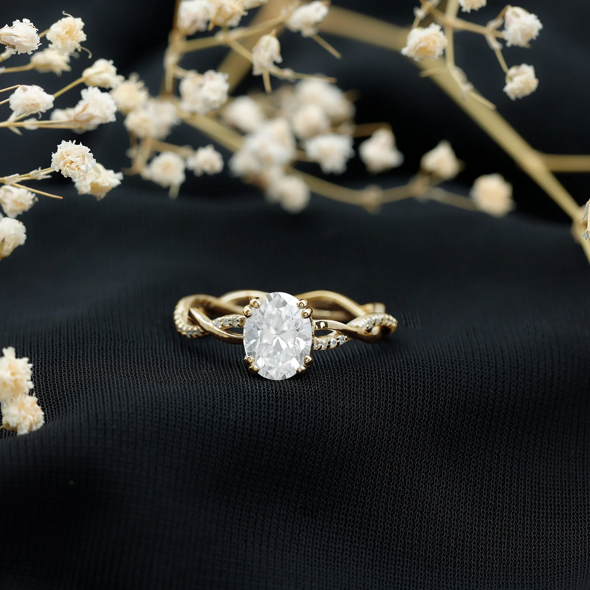 Oval Shaped Moissanite Braided Engagement Ring