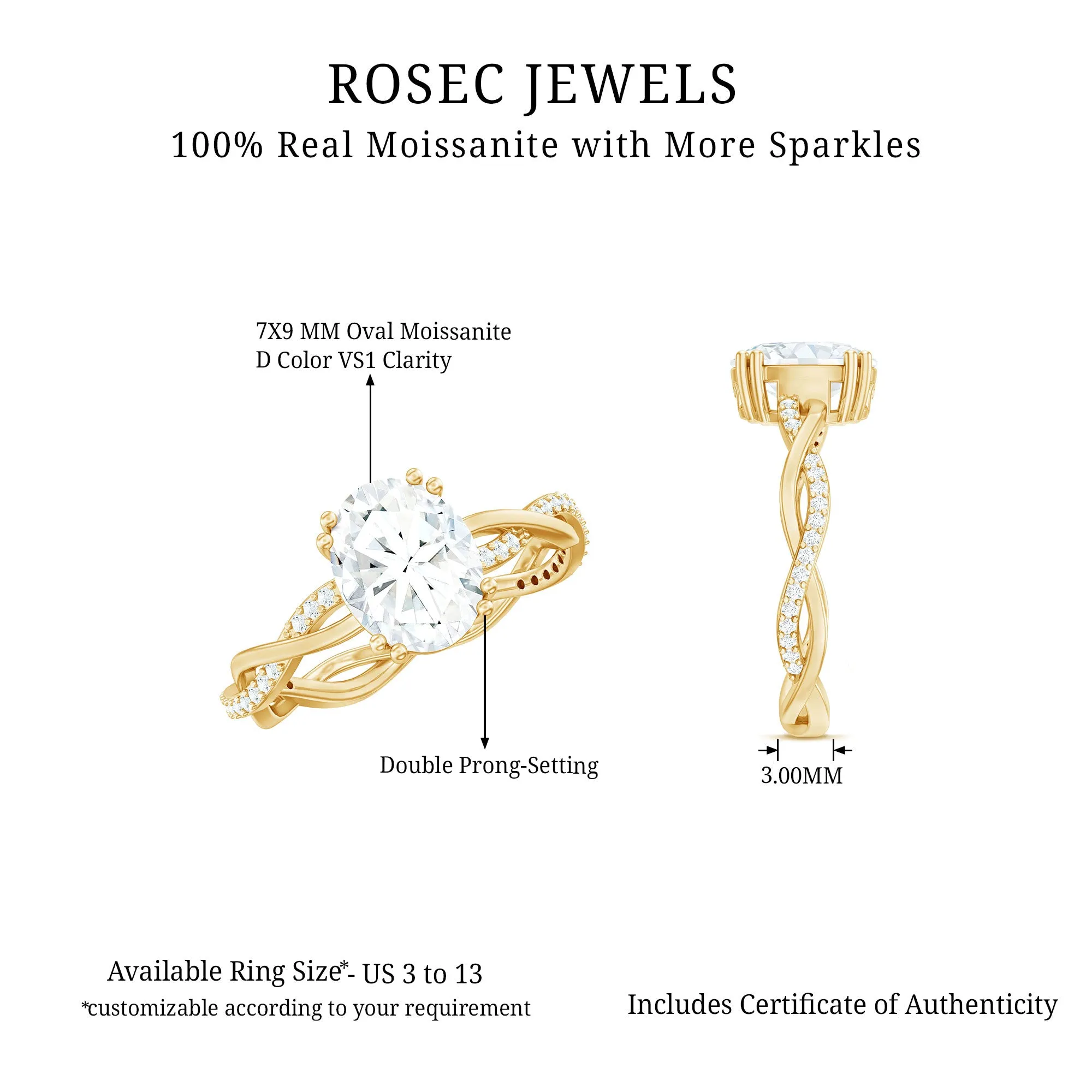 Oval Shaped Moissanite Braided Engagement Ring