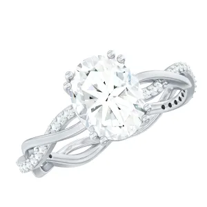 Oval Shaped Moissanite Braided Engagement Ring