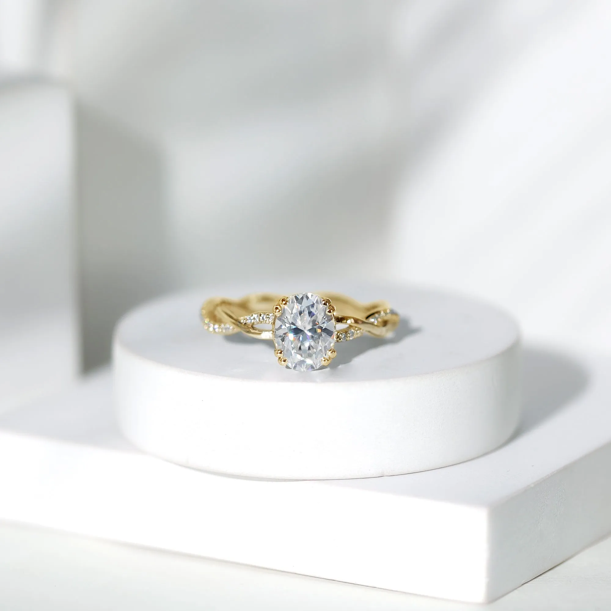 Oval Shaped Moissanite Braided Engagement Ring