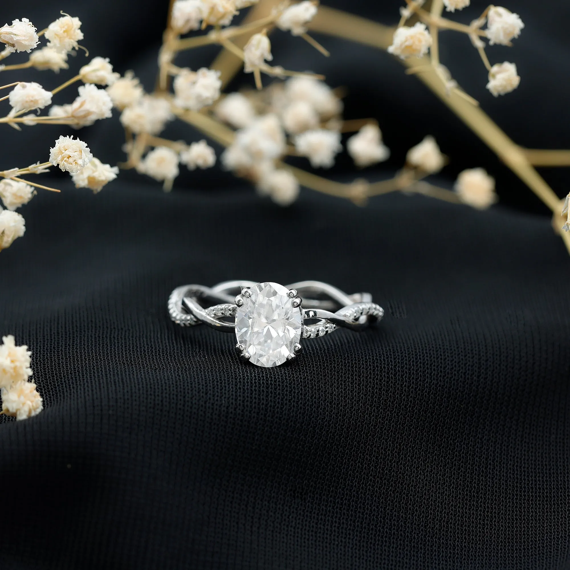 Oval Shaped Moissanite Braided Engagement Ring