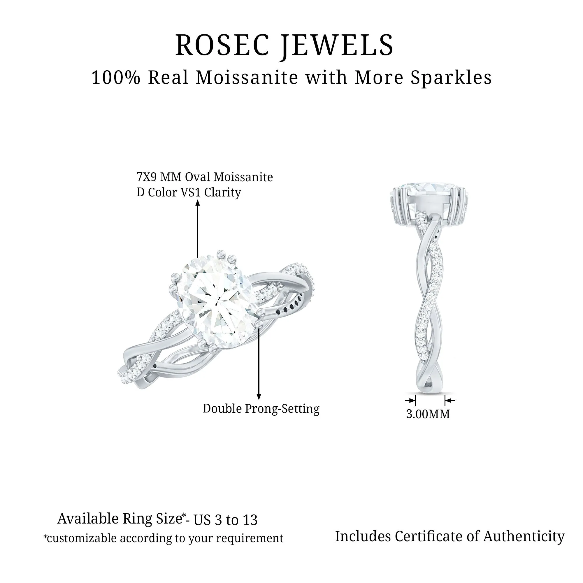 Oval Shaped Moissanite Braided Engagement Ring