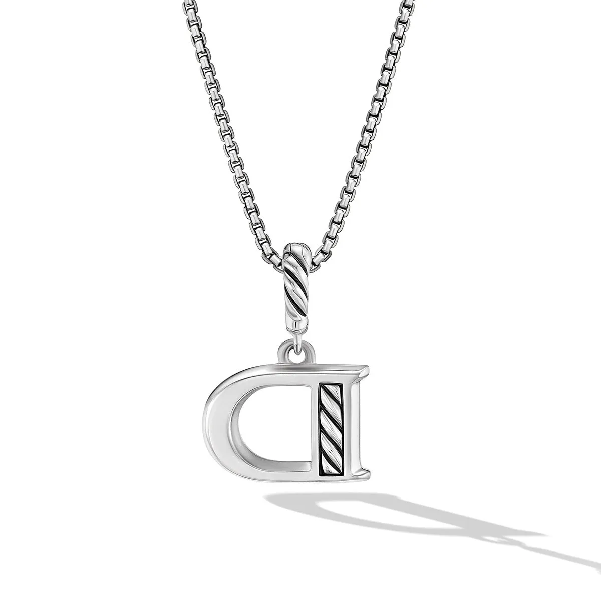 Pave Initial Pendant Necklace in Sterling Silver with Diamond D