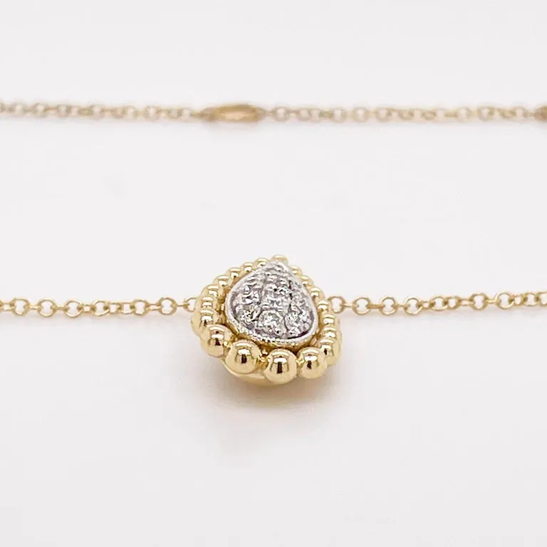 Pear Shape Diamond Beaded Necklace