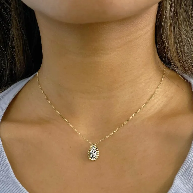 Pear Shape Diamond Beaded Necklace