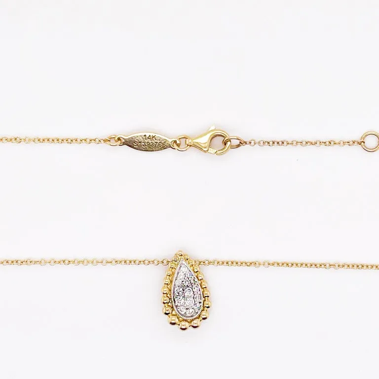 Pear Shape Diamond Beaded Necklace