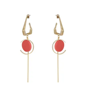 Pendulum Chain Earrings - Coral