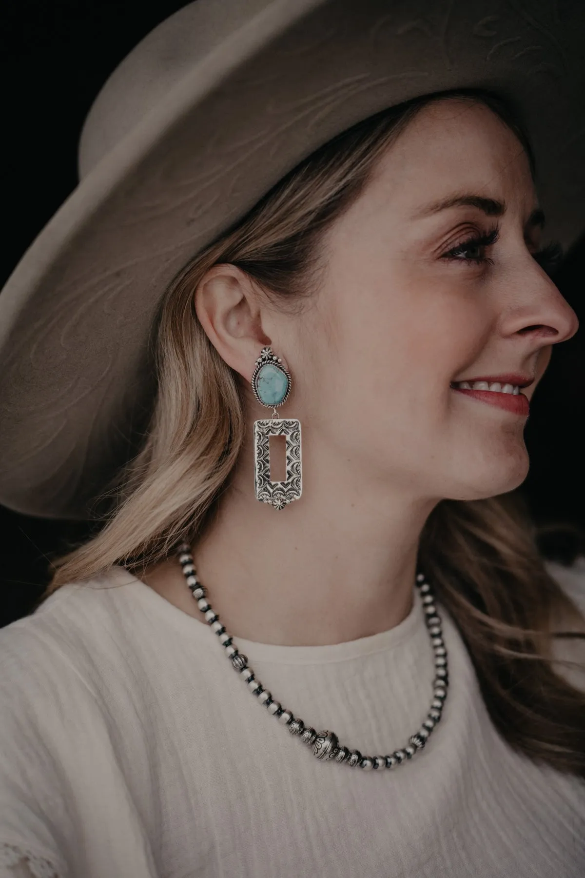 'Picture Perfect' Statement Frame Sterling Silver & Turquoise Earrings