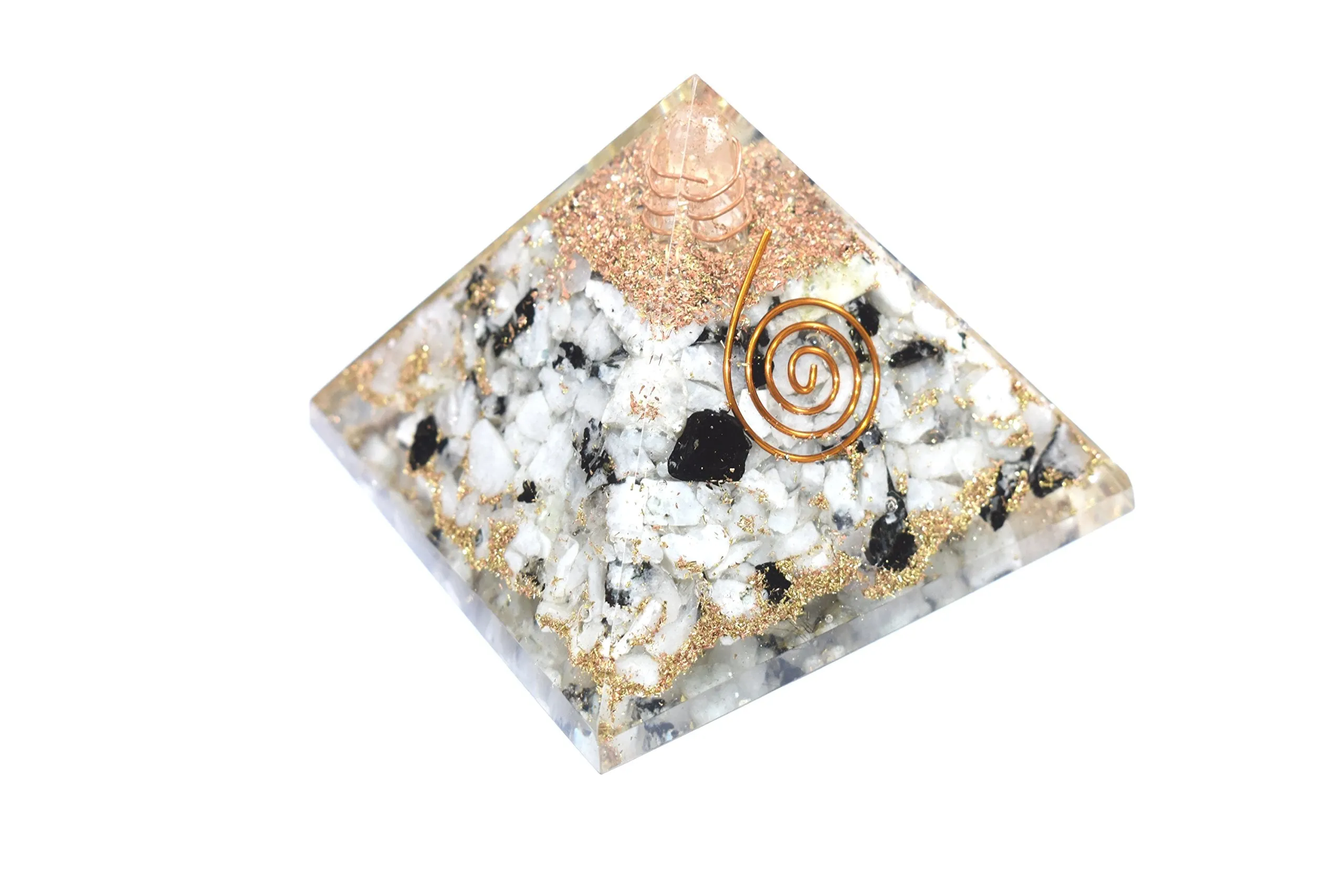 Pyramid Rainbow Moonstone Orgonite 2.5-3 Inch Chakra & Reiki Healing Aura Cleansing Crystal